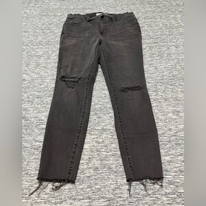 Madewell Jeans Distressed Black Denim High Rise Skinny Size 33